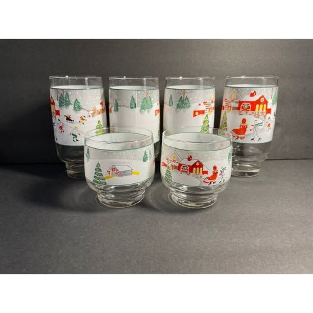 Sango Silent Night Christmas Glasses Vintage Holiday Tumblers